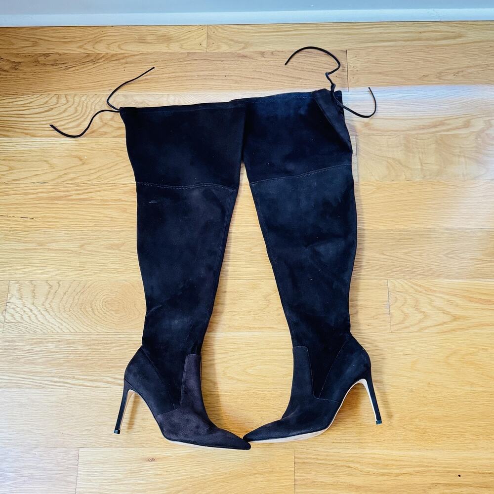 Good American Boots Womens Size 7 Brown Suede Over The Knee Heeled Tall Shoes